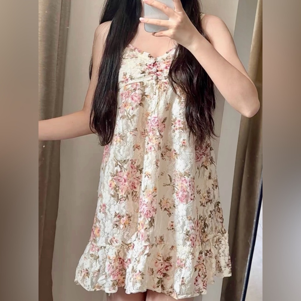 🎀Liz Lisa Japan Rose Lace Dress – Ruffle Cottagecore Fairy Y2K – Rare!